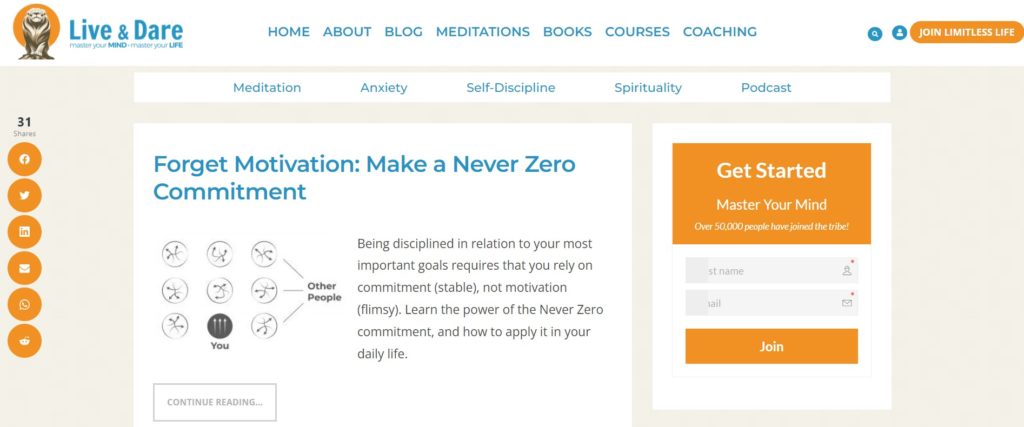 top mindfulness blog live and dare