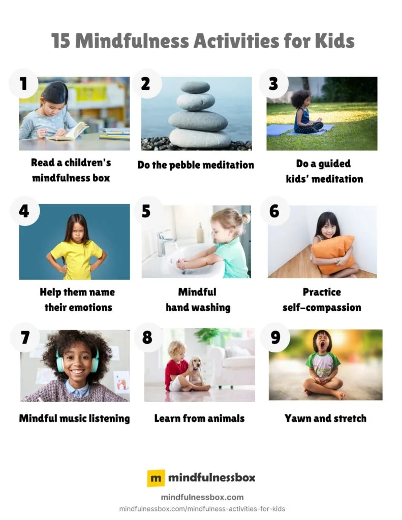 A list of mindfulness activities for kids like mindful music listening