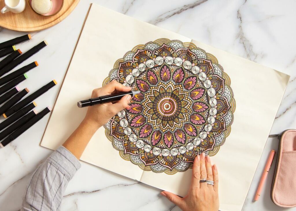 Mindful coloring with a mandala