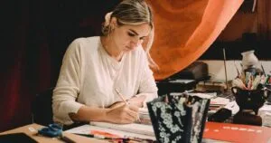 High school student practicing mindful drawing