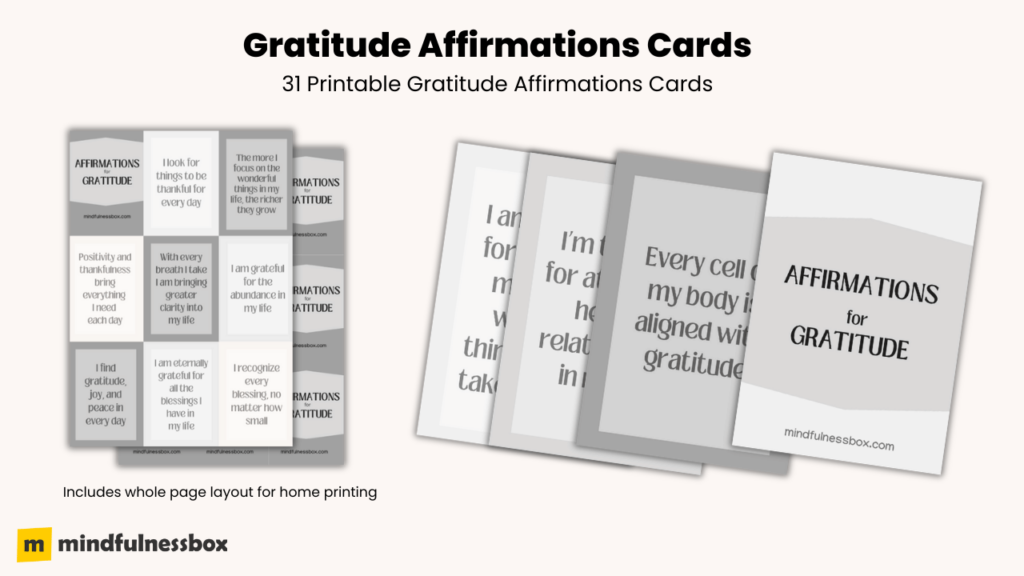 Printable Gratitude Affirmations Cards